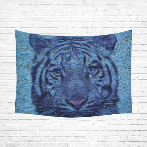 Tiger and Water Cotton Linen Wall Tapestry 80"x 60"