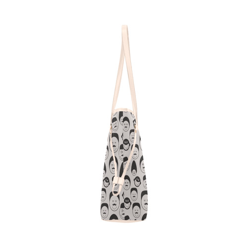 black and white emotion faces Clover Canvas Tote Bag (Model 1661)