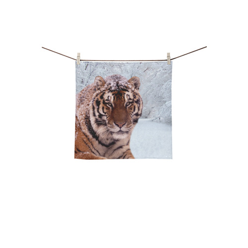 Tiger and Snow Square Towel 13“x13”