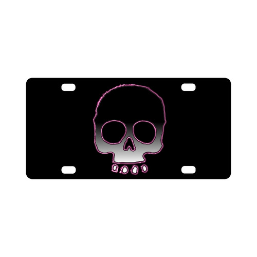 Pink Neon Skull Classic License Plate
