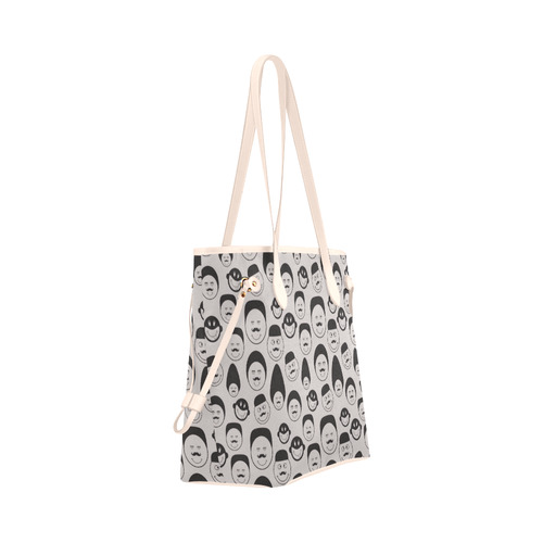 black and white emotion faces Clover Canvas Tote Bag (Model 1661)