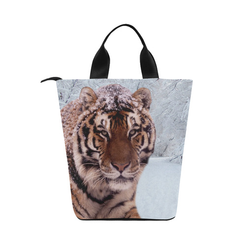 Tiger and Snow Nylon Lunch Tote Bag (Model 1670)