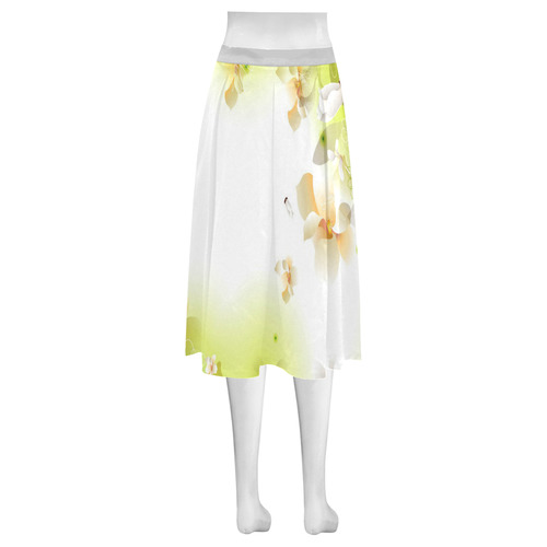 Assyrian Lamassu Yellow Skirt Mnemosyne Women's Crepe Skirt (Model D16)