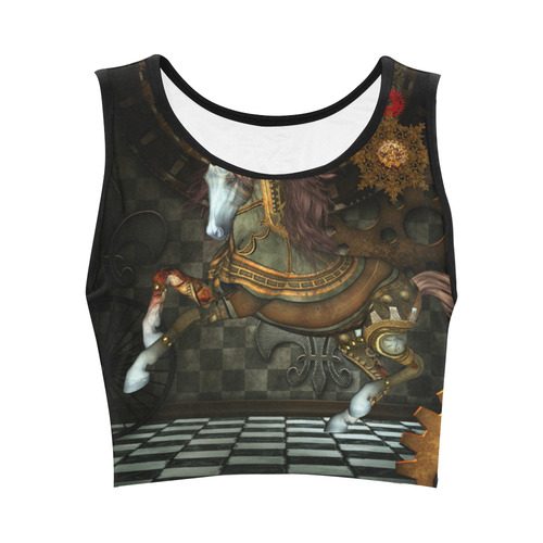 Steampunk, wonderful steampunk horse Women's Crop Top (Model T42)