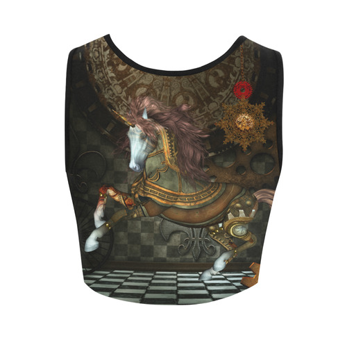 Steampunk, wonderful steampunk horse Women's Crop Top (Model T42)