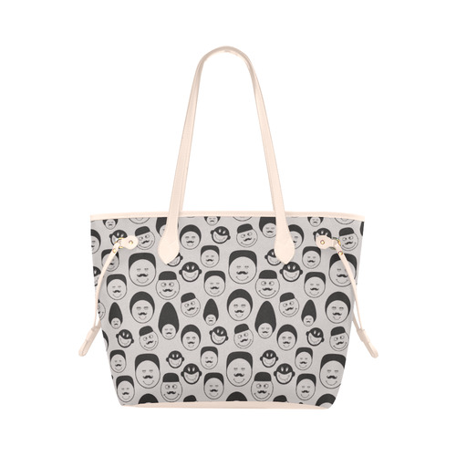 black and white emotion faces Clover Canvas Tote Bag (Model 1661)