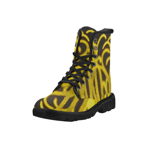 Yellow Flower Low Poly Floral Triangle Art Martin Boots for Women (Black) (Model 1203H)