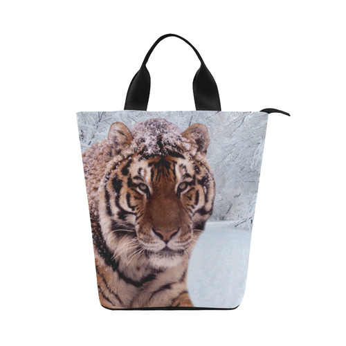 Tiger and Snow Nylon Lunch Tote Bag (Model 1670)
