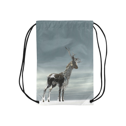 lonesome reindeer Small Drawstring Bag Model 1604 (Twin Sides) 11"(W) * 17.7"(H)