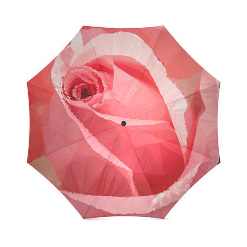 Pink Rose Low Poly Geometric Floral Triangles Foldable Umbrella (Model U01)