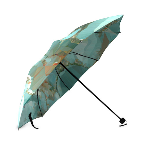 Blue Green Geode Low Poly Triangles Foldable Umbrella (Model U01)