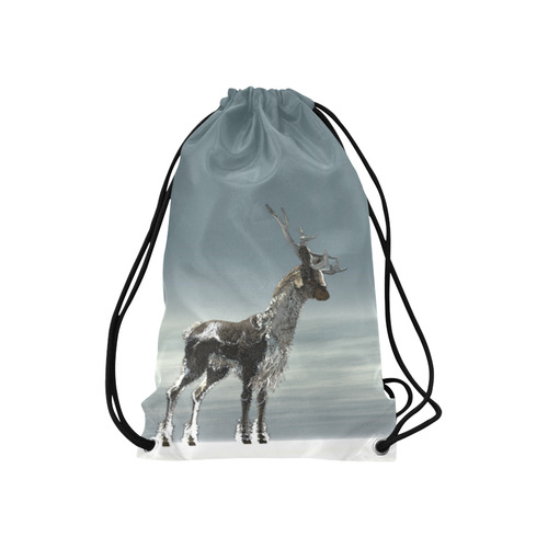 lonesome reindeer Small Drawstring Bag Model 1604 (Twin Sides) 11"(W) * 17.7"(H)