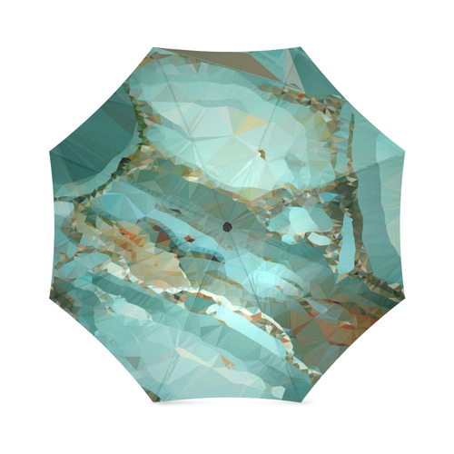 Blue Green Geode Low Poly Triangles Foldable Umbrella (Model U01)