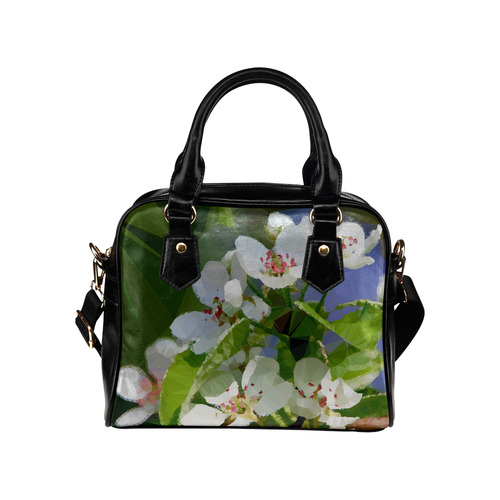Blossoming Apple Tree Low Poly Floral Triangles Shoulder Handbag (Model 1634)