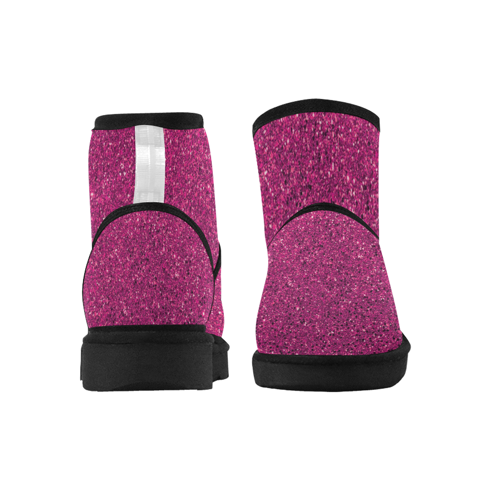 Hot Pink Glitter Low Top Unisex Snow Boots (Model 049) ID D2087492