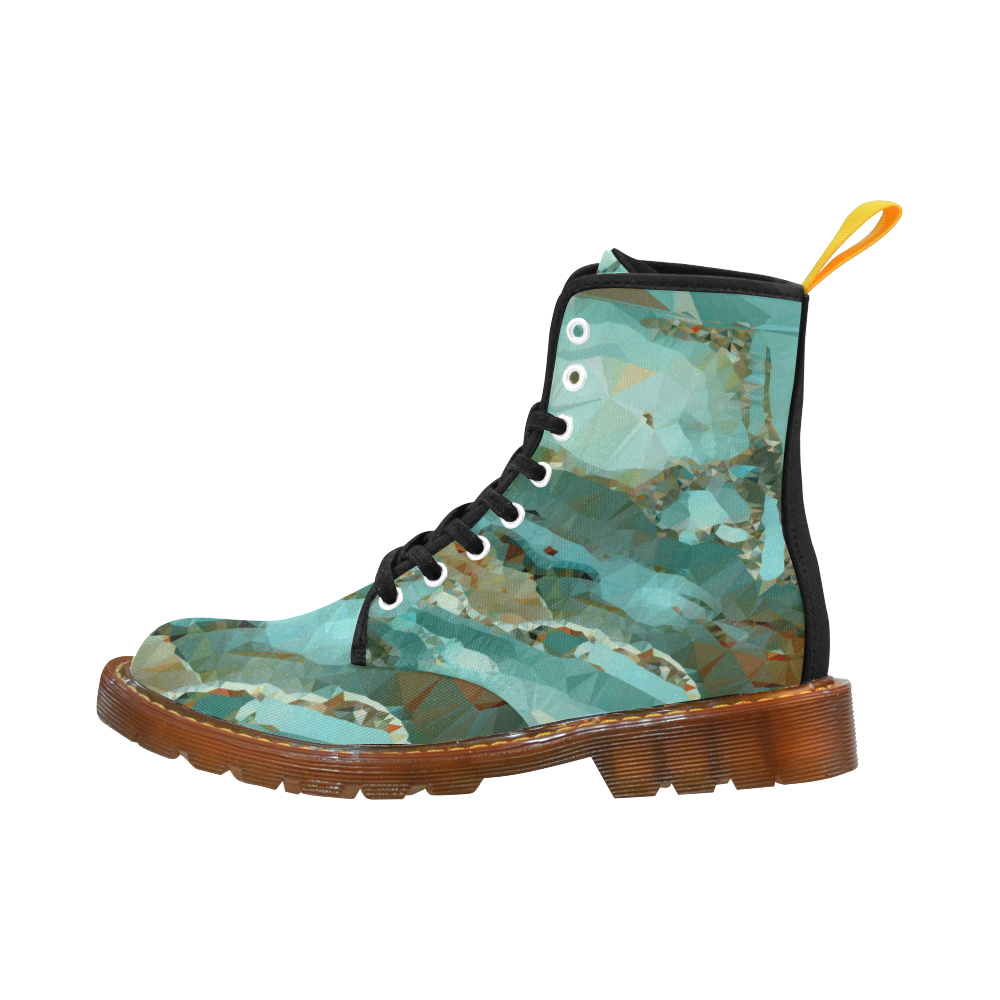 Blue Green Geode Low Poly Triangles Martin Boots For Women Model 1203H ID D2088167