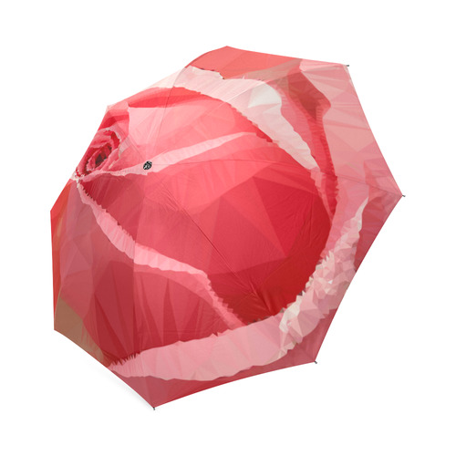 Pink Rose Low Poly Geometric Floral Triangles Foldable Umbrella (Model U01)