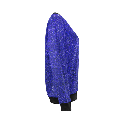 Blue Glitter All Over Print Crewneck Sweatshirt for Women (Model H18)