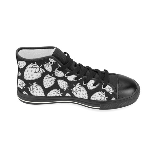 Ghostberries on black Women's Classic High Top Canvas Shoes (Model 017)