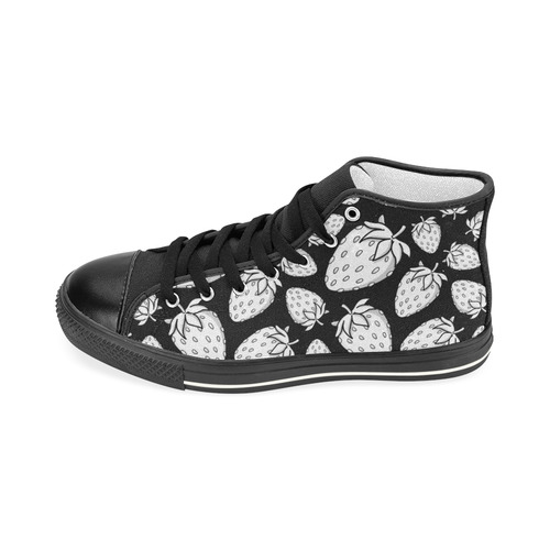 Ghostberries on black Women's Classic High Top Canvas Shoes (Model 017)