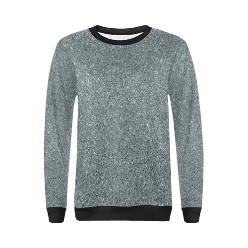 Silver Glitter All Over Print Crewneck Sweatshirt for Women (Model H18)