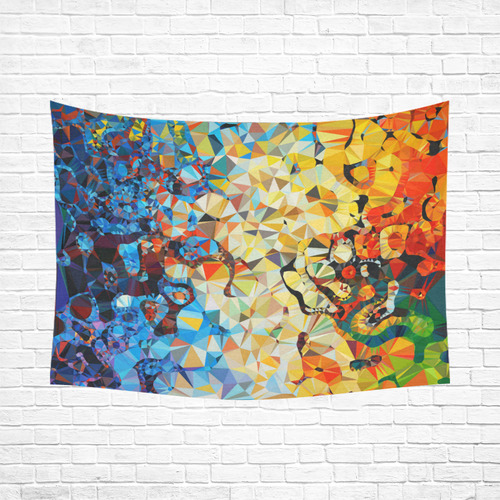 Abstract Low Poly Geometric Triangles Cotton Linen Wall Tapestry 80"x 60"