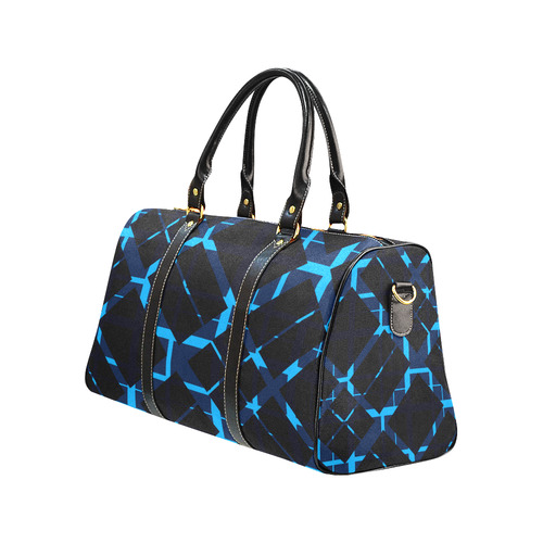 Diagonal Blue & Black Plaid Modern Style New Waterproof Travel Bag/Large (Model 1639)