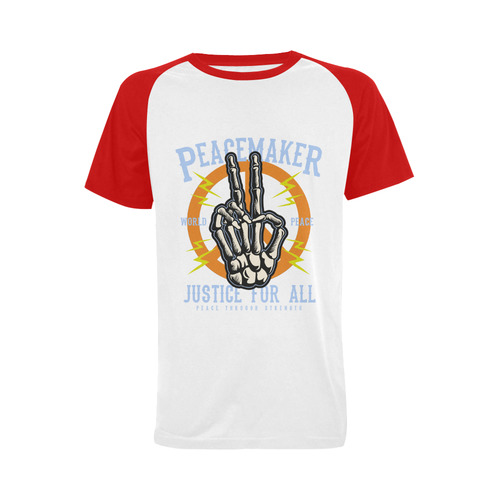 Peace Maker Modern Red Men's Raglan T-shirt Big Size (USA Size) (Model T11)