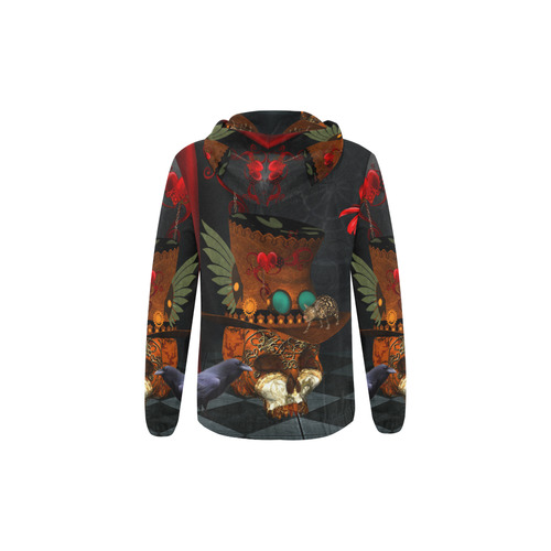 Steampunk skull with rat and hat All Over Print Full Zip Hoodie for Kid (Model H14)