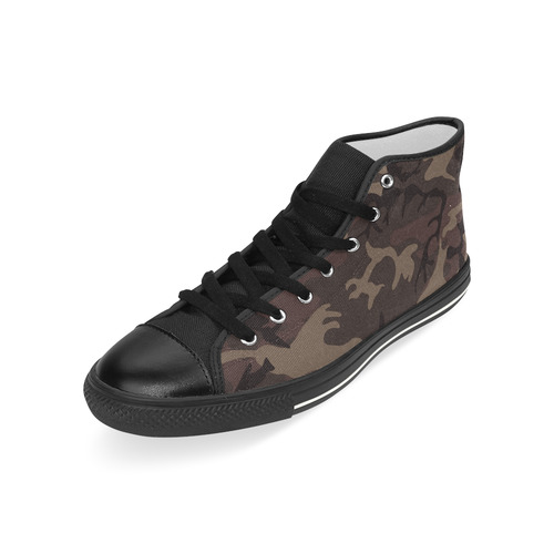 Camo Red Brown Men’s Classic High Top Canvas Shoes (Model 017)