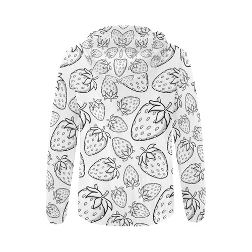Ghostberries on white All Over Print Full Zip Hoodie for Women (Model H14)