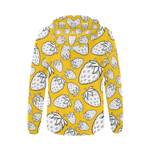 Ghostberries on yellow All Over Print Full Zip Hoodie for Women (Model H14)