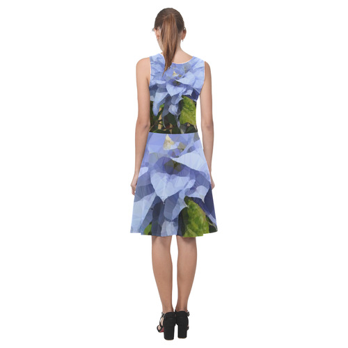 Blue Floral Low Poly Geometric Triangles Atalanta Casual Sundress(Model D04)