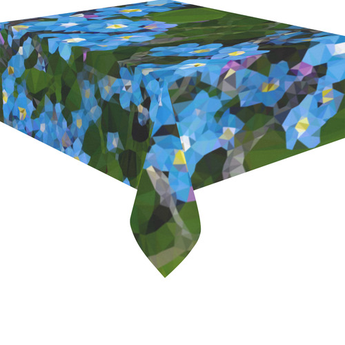 Forget Me Not Floral Low Poly Geometric Triangles Cotton Linen Tablecloth 52"x 70"
