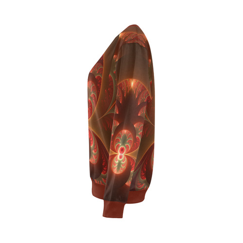 Magical Luminous Red Orange Fractal Art All Over Print Crewneck Sweatshirt for Women (Model H18)