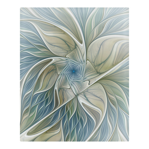 Floral Fantasy Pattern Abstract Blue Khaki Fractal 3-Piece Bedding Set