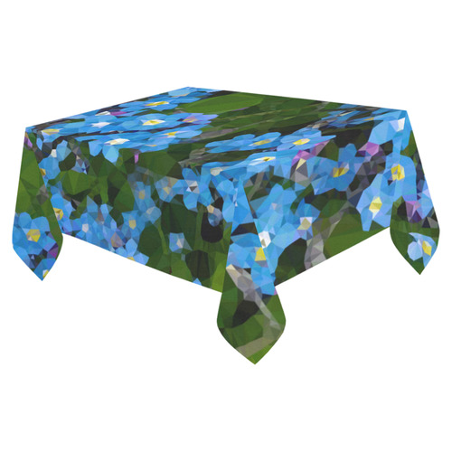 Forget Me Not Floral Low Poly Geometric Triangles Cotton Linen Tablecloth 52"x 70"