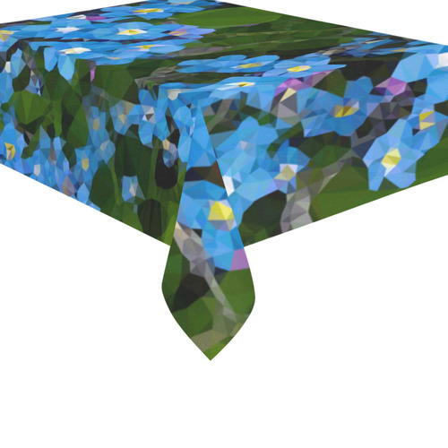 Forget Me Not Floral Low Poly Geometric Triangles Cotton Linen Tablecloth 60"x 84"