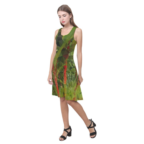 Bamboo Forest Low Poly Geometric Triangles Atalanta Casual Sundress(Model D04)