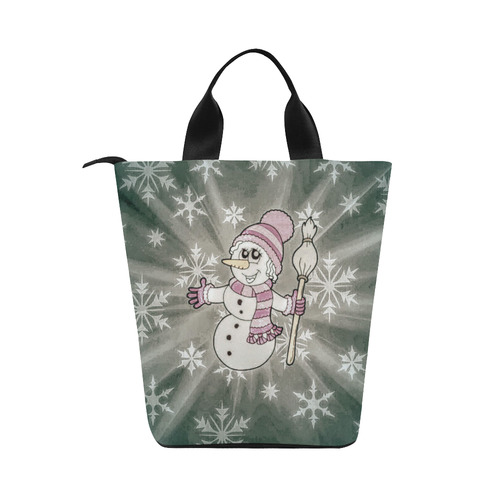 Cute Snow Lady by JamColors Nylon Lunch Tote Bag (Model 1670)