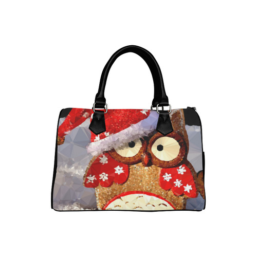 Low Poly Christmas Owl Santa Claus Hat Boston Handbag (Model 1621)