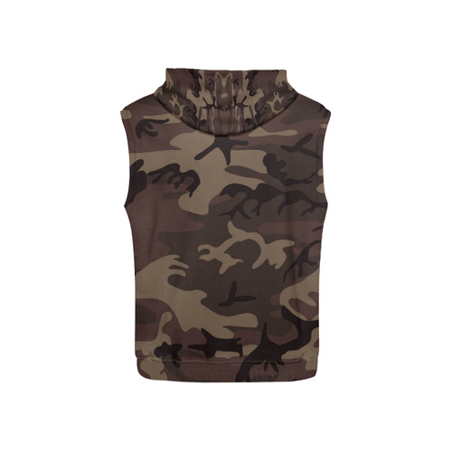 Camo Red Brown All Over Print Sleeveless Hoodie for Kid (Model H15)