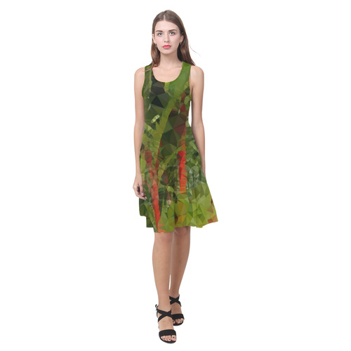 Bamboo Forest Low Poly Geometric Triangles Atalanta Casual Sundress(Model D04)