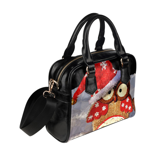 Low Poly Christmas Owl Santa Claus Hat Shoulder Handbag (Model 1634)