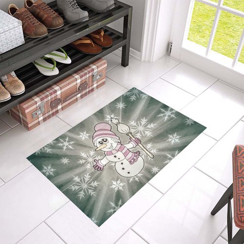 Cute Snow Lady by JamColors Azalea Doormat 24" x 16" (Sponge Material)