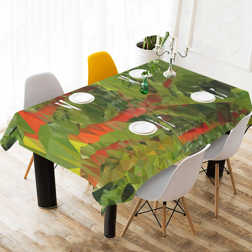 Bamboo Forest Low Poly Geometric Triangles Cotton Linen Tablecloth 60"x120"