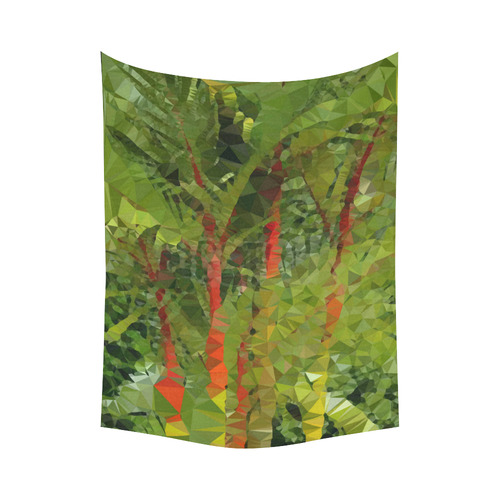 Bamboo Forest Low Poly Geometric Triangles Cotton Linen Wall Tapestry 60"x 80"