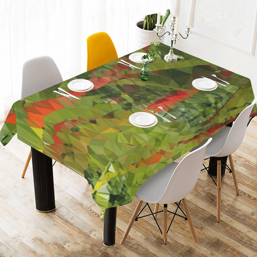Bamboo Forest Low Poly Geometric Triangles Cotton Linen Tablecloth 60" x 90"
