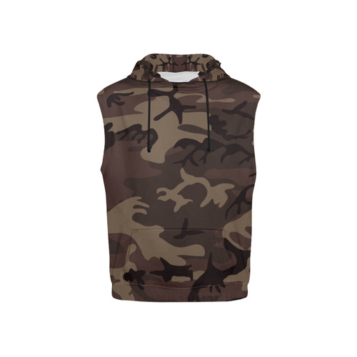 Camo Red Brown All Over Print Sleeveless Hoodie for Kid (Model H15)