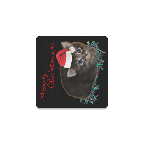 Meowy Christmas kitty Square Coaster